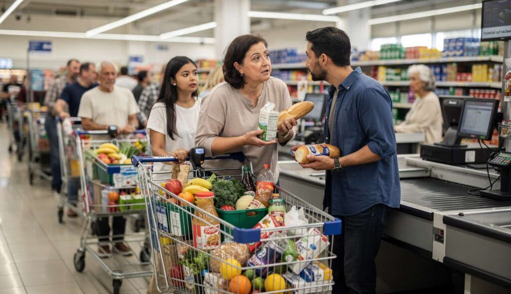 Supermarkt-Streit: Muss man mit wenig Artikeln noch vorlassen?
