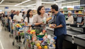 Supermarkt-Streit: Muss man mit wenig Artikeln noch vorlassen?